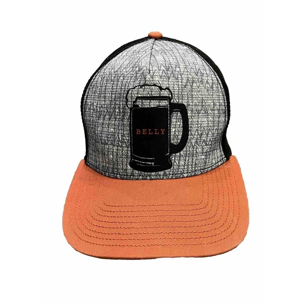 prAna Mens Beer Belly Red Orange Snapback Trucker Hat Baseball Cap Journeyman